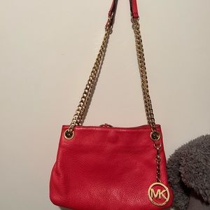 Michael Kors coral chain purse and matching wallet